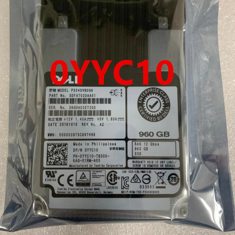DELL SSD SAS 960GB PX04SVB096 YYC10 0YYC10 솔리드 스테이트 드라이브 거신 2.5 인치