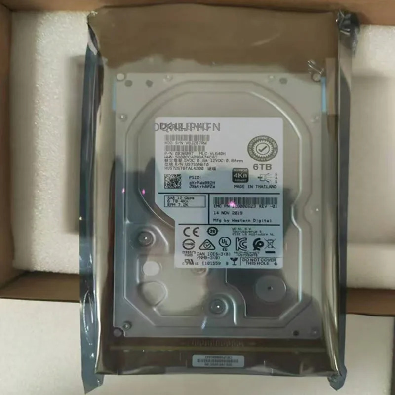 EMC D3-VS07-6000 6TB SAS오리지널 하드 005053113 HUS726T6TAL4200 서버 HDD 3.5 인치 7200RPM 128MB