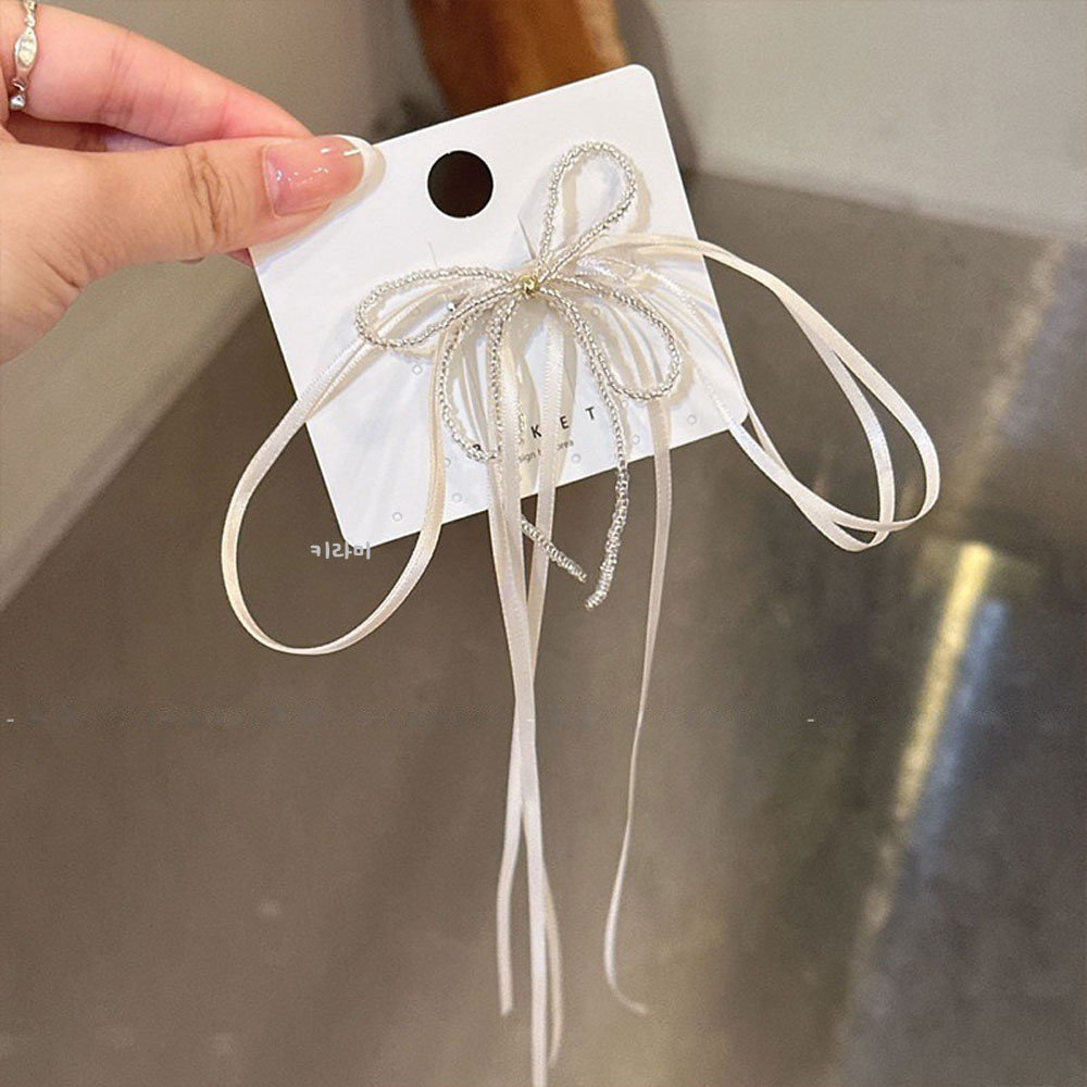 발레코어 리본핀 롱 드롭 왕리본머리핀 옆머리집게삔 - 상세 이미지 2
