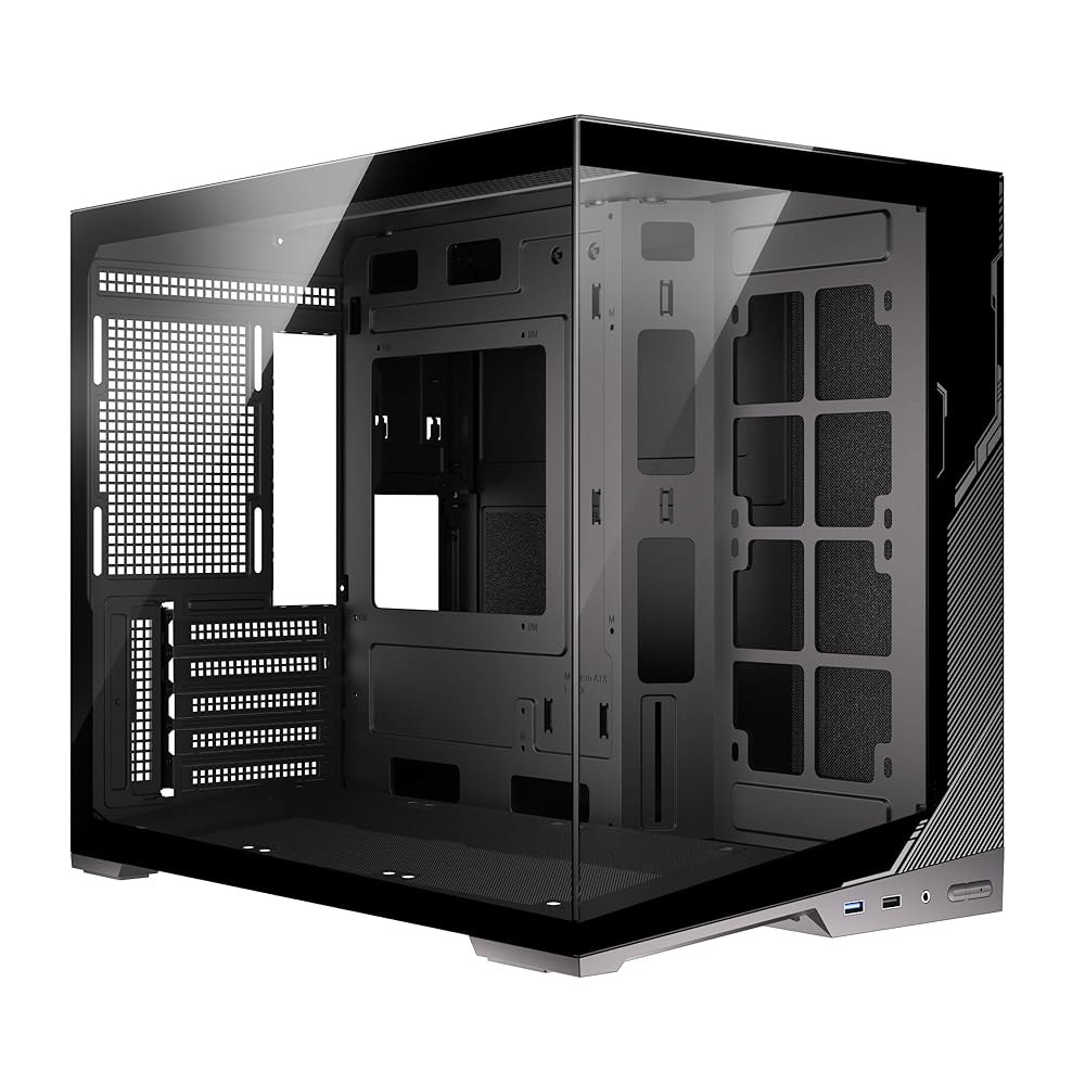 ESGAMING M-ATX 미니 타워 PC 케이스 270 팬 지원, 뷰 없는 풀 360MM 유리 - 8 게이밍 제로 비스듬한 강화 RAD 블랙 베이스, Black - 상세 이미지 2