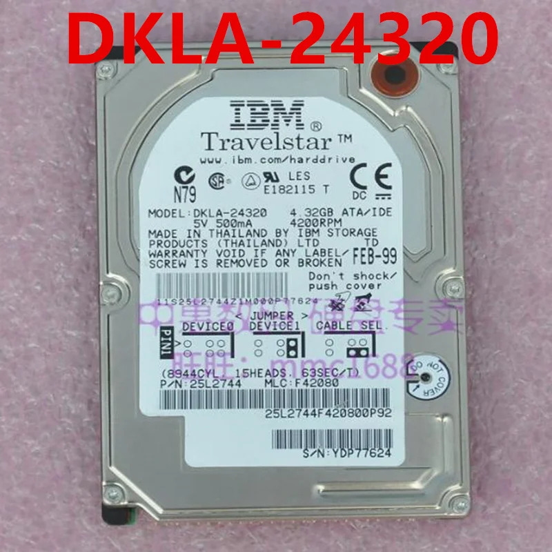 IBM DKLA-24320 DYKA-23240 DKLA-23240 DBCA-203240 오리지널 리퍼 하드 4.32GB 3.25GB IDE 2.5 인치 노트북 HDD