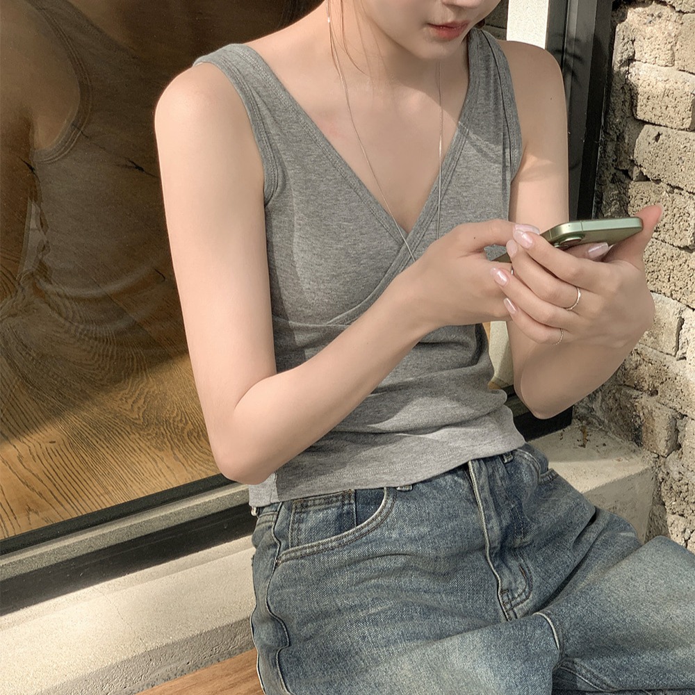 브이넥 레이어드 랍빠 나시티 이미지 7