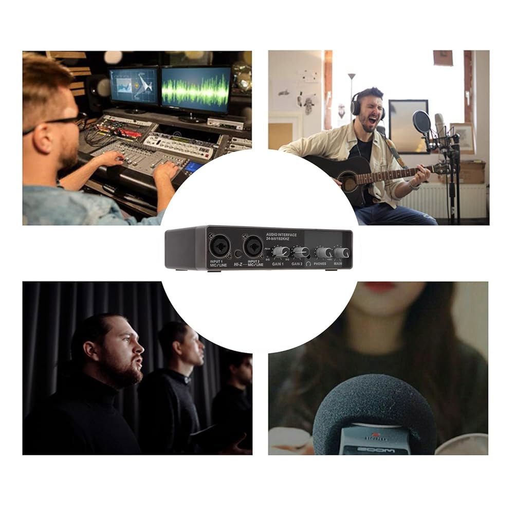 스튜디오 녹음을 위한 USB 오디오 인터페이스, 24비트 192KHz HD 음질 지원, 기타리스트, 보컬리스트 또는 프로듀서를 인터페이스 USB2.0 연결 - 상세 이미지 3