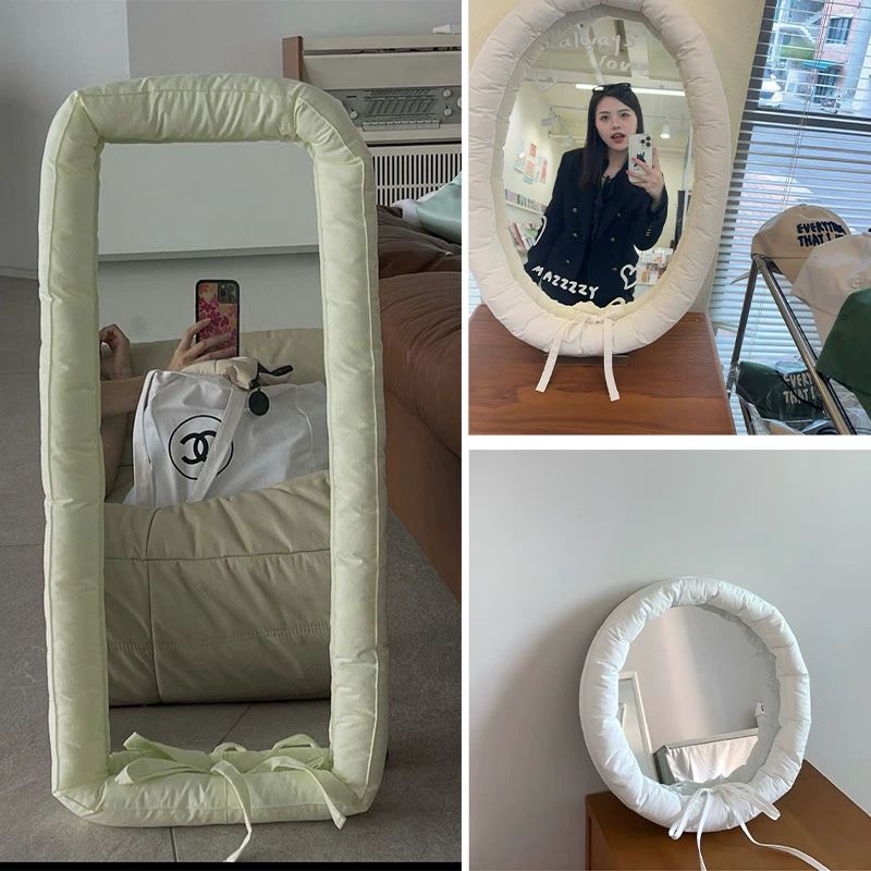 화장대 원형 쿠션거울 집꾸미기 패딩거울 벽걸이 포인트 미러 직경 벽꾸미기 하얀색 - 상세 이미지 3
