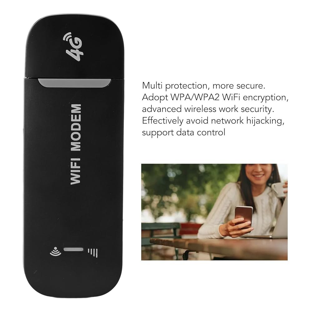Zopsc SIM 카드 슬롯이 있는 4G 앤 플러그 라우터, USB 모뎀 여행용 핫스팟 플레이, 미니 휴대용 블랙 Black - 상세 이미지 2