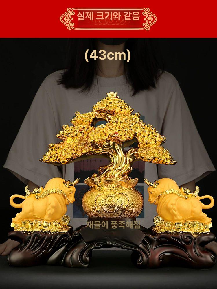 황금 장식품 풍수 개업선물 소품 부엉이 집들이 인테리어 재물복 사무실 행운의 - 상세 이미지 5