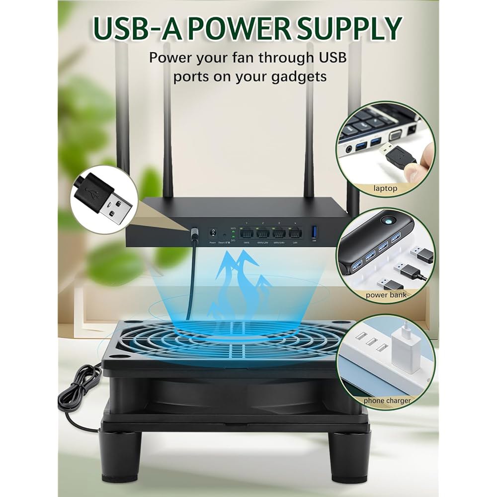 AmRunJe USB 120mm 컴퓨터 냉각 팬 모뎀 조용한 DVR Xbox PlayStation 라우터 3 컨트롤러 PC 수신기 5G 5v 게이트웨이 홈 인터넷 스피드 미니 T- - 상세 이미지 2