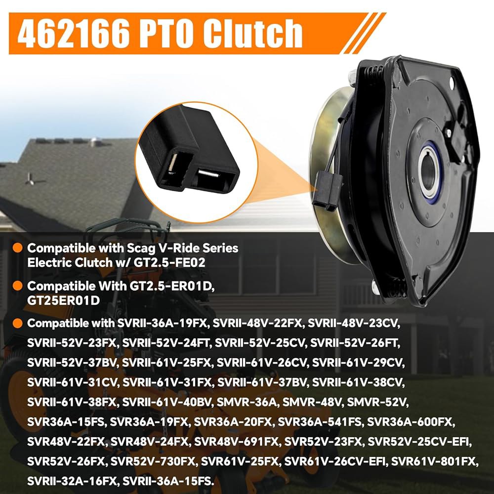 Farningone PTO 클러치 GT2.5-FE02 Scag 462166 하네스 V-Ride 호환, 베어링 잔디깎이와 풀리 GT25ER01D, 및 # 와이어 GT2.5-ER01D - 상세 이미지 3