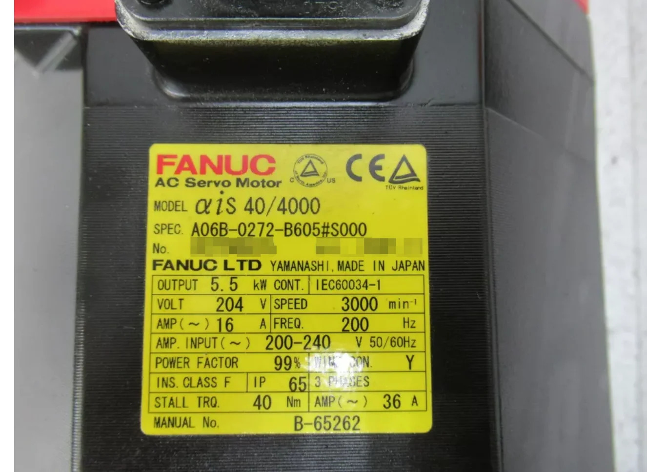 A06B-0272-B605 Fanuc 서보모터 Ok A06B 0272 B605 리퍼 완료