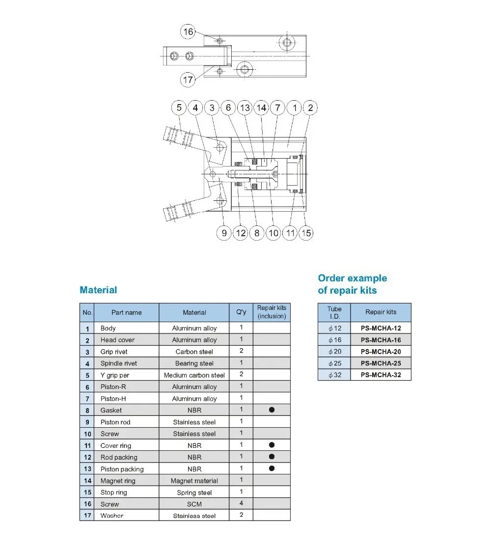 MCHA16 MCHA20 MCHA25 MCHA32 MINDMAN 실린더 원본