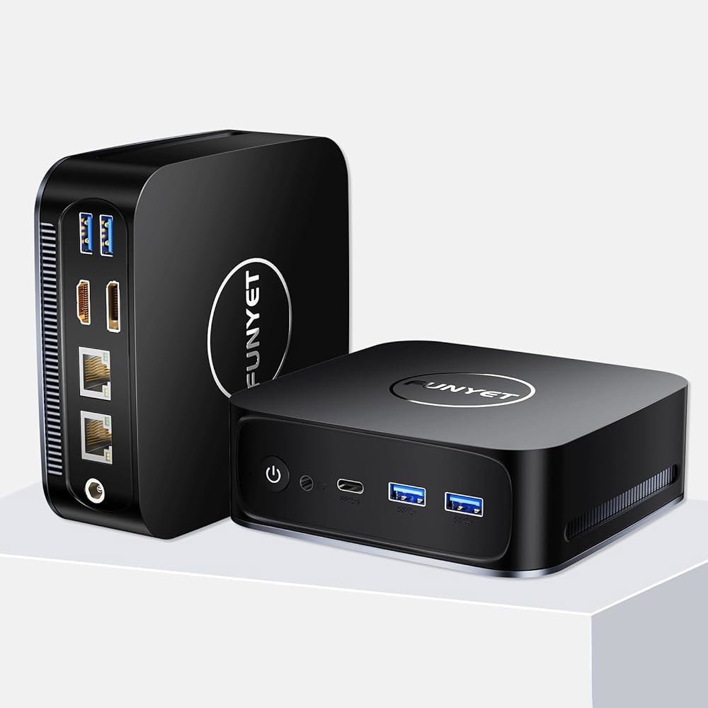 FUNYET 미니 PC 게이밍 PC, 인텔 레이크 지원, 11 256GB 디스플레이 8GB N95(최대 RAM 4K 12세대 3.4GHz), 앨더 프로 블랙 윈도우 SSD, DDR - 상품 이미지