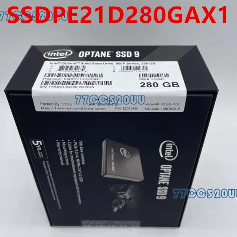 900P SSD오리지널 솔리드 스테이트 드라이브 280GB 2.5 인치 U.2 SSDPE21D280GAX1 신