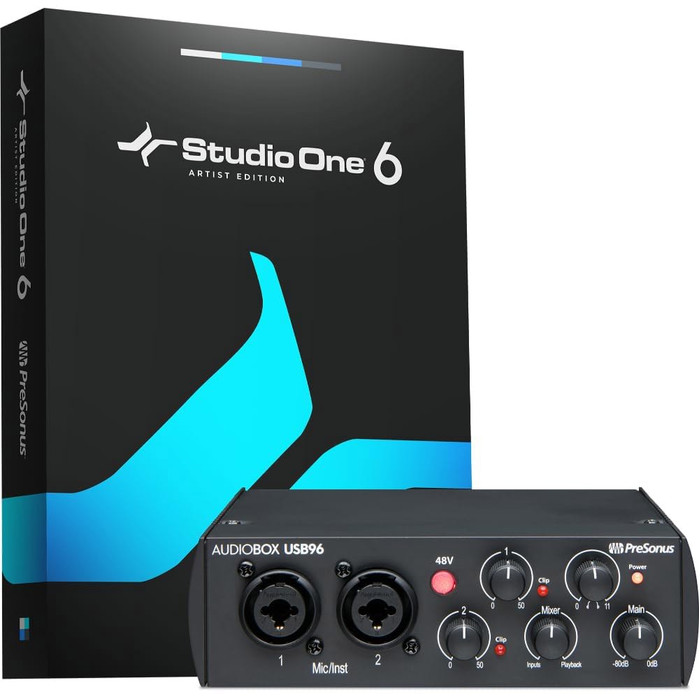 스튜디오 원 아티스트 DAW 녹음 소프트웨어가 탑재된 PreSonus 오디오박스 96 25주년 기념 USB 오디오 인터페이스 1 AudioBox USB 96 - 상품 이미지