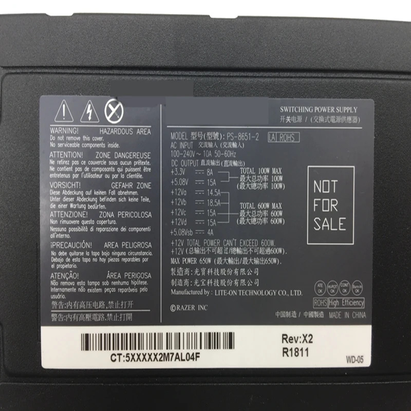 Liteon PazerPSU 스위칭 전원공급장치 PS-8651-2 650W 신