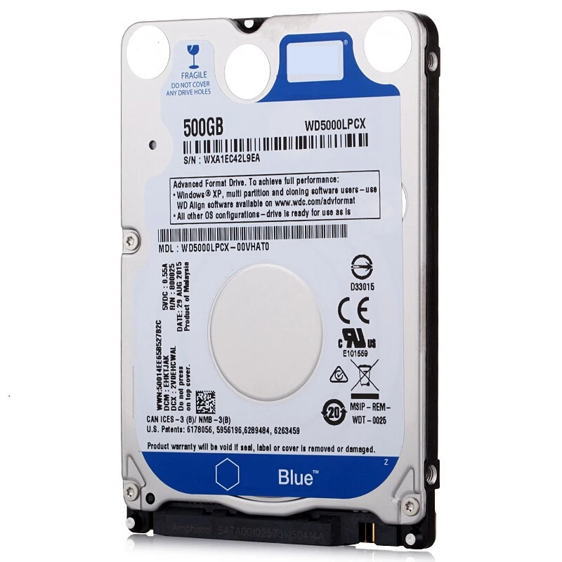 노트북 하드 드라이브내장 HDD WD 블루 500GB 2.5 인치 SATA 6 Gb/s 16MB 5400RPM WD5000LPCX