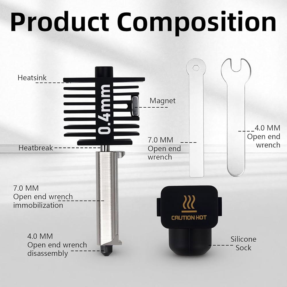 0.2MM 0.4MM 0.6MM 고온 경화 스틸 Lab 프린터와 호환 A1 3D 4팩 실리콘 미니/A1 슬리브가 Bambu 있는 핫엔드 노즐 - 및 키트 - 상세 이미지 3