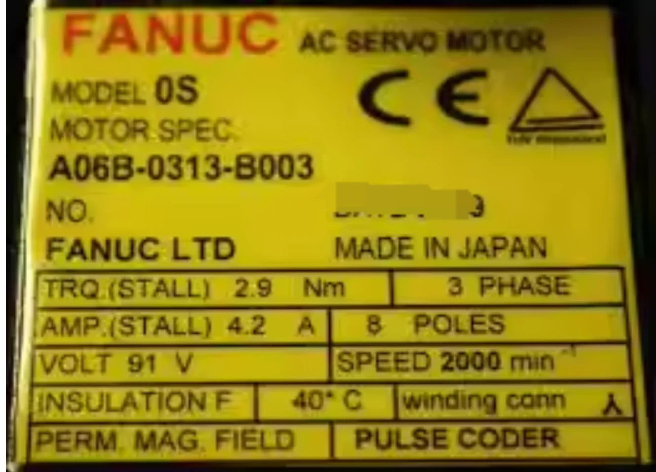 A06B-0313-B003 Fanuc 서보모터 리퍼 완료 Ok A06B 0313 B003
