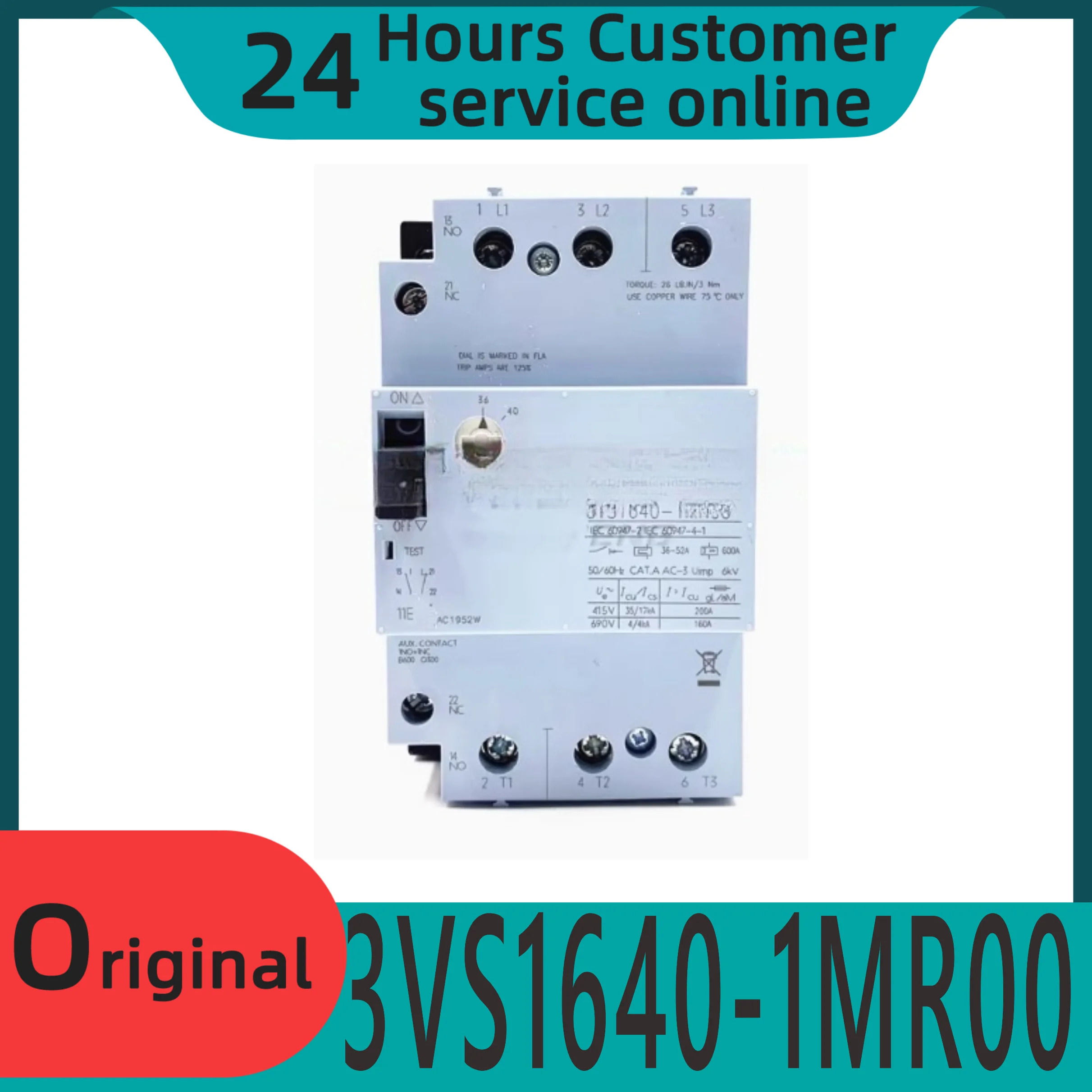 오리지널 회로차단기 3VS1640-1MR00 3VS16401MR00 36-52A
