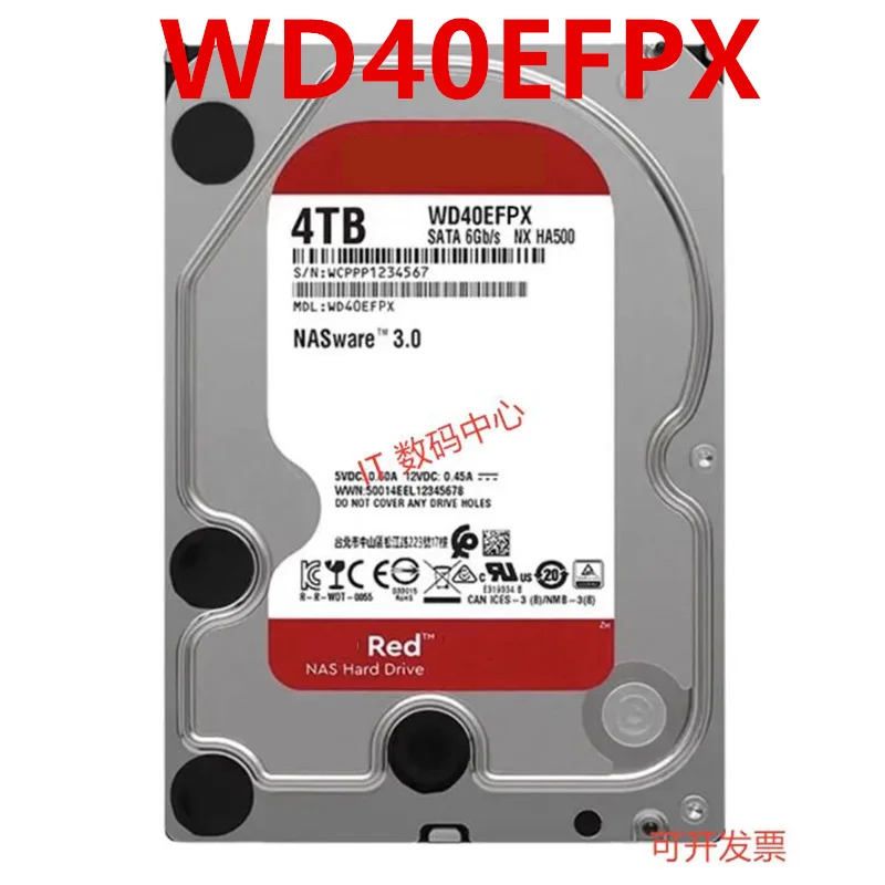 오리지널 새 하드 WD 4TB SATA 3.5 인치 5400RPM 128MB 서버 HDD WD40EFPX