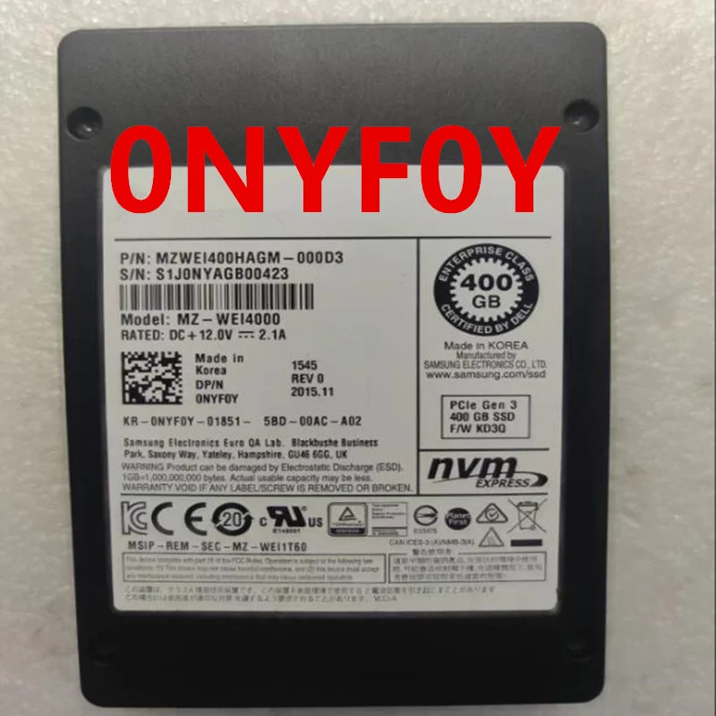 DELL오리지널 솔리드 스테이트 드라이브 400GB 2.5 인치 SAS SSD NYF0Y 0NYF0Y MZWEI400HAGM호환-000D3