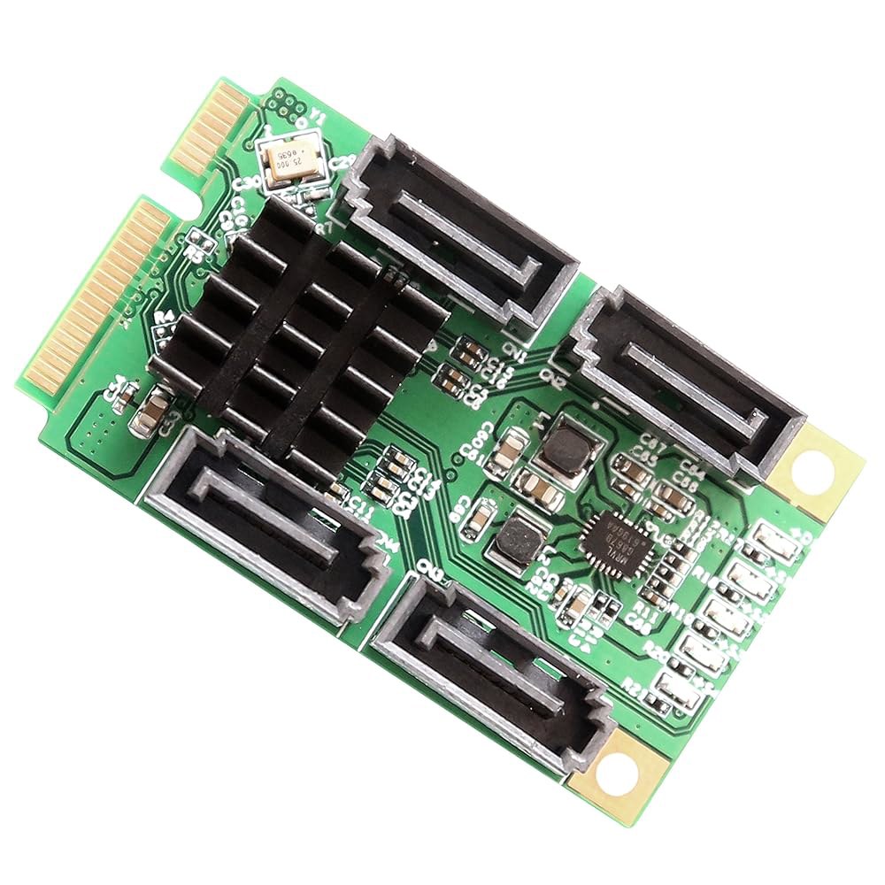 IO Crest 4 포트 SATA III 기타 미니 컨트롤러 Pci-E 카드 부품 SI-MPE40125 - 상품 이미지