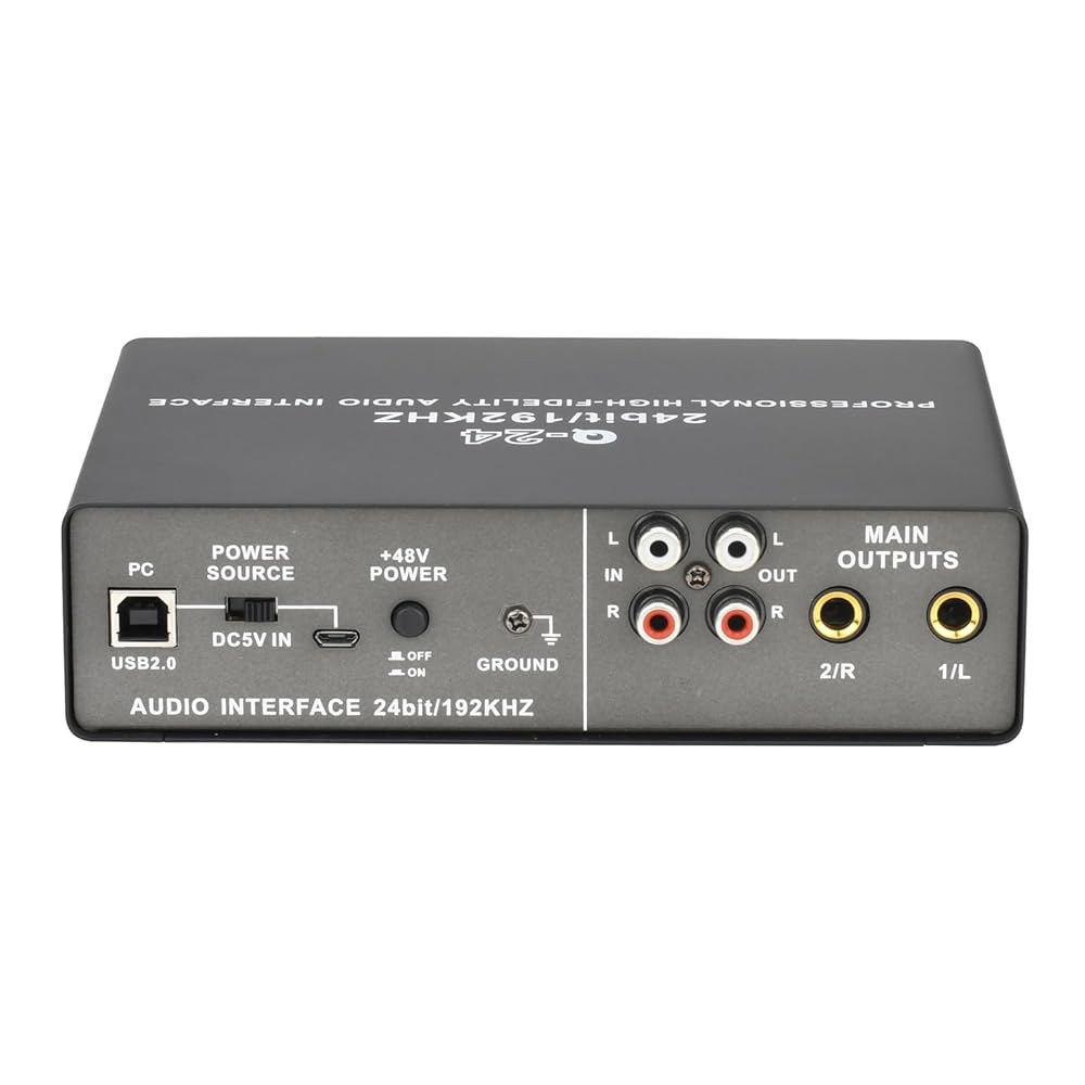 USB 오디오 인터페이스, 2채널 192KHz 24비트, XLR TRS 입력 팬텀 전원, 컴퓨터 녹음 기타 마이크 홈 스튜디오 뮤지션용 사운드 카드 - 상세 이미지 2