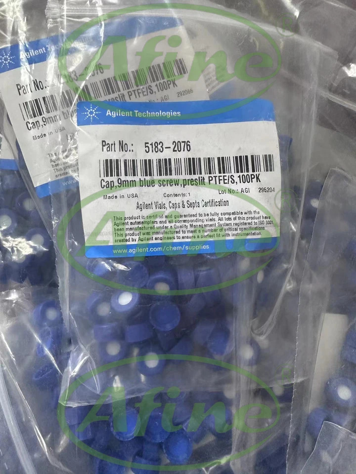 AFINE Agilent 5183-2076 블루 스크류 탑 바이알 캡 프리슬릿 PTFE/실리콘 100/Pk 2 ml