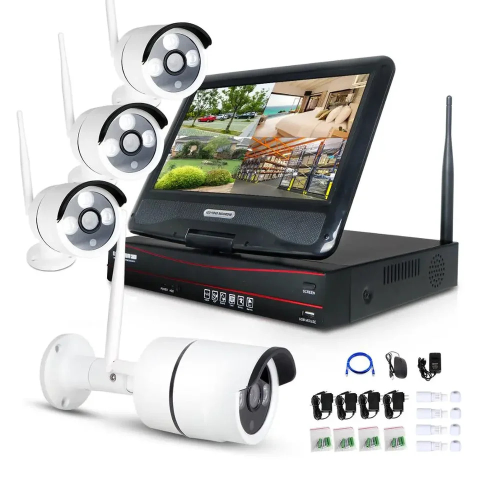 와이파이 NVR 키트인치 모니터 CCTV 무선 카메라 4 개 NVRP 4ch