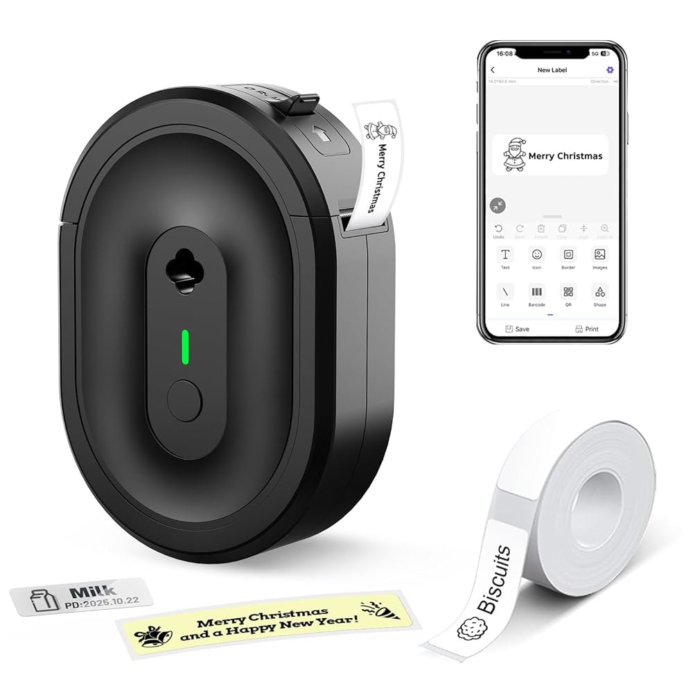 NDYIN Mini Label Maker Machine with Business, Sticker Small Tape, School, Printer, Home, Office(Blac - 상품 이미지