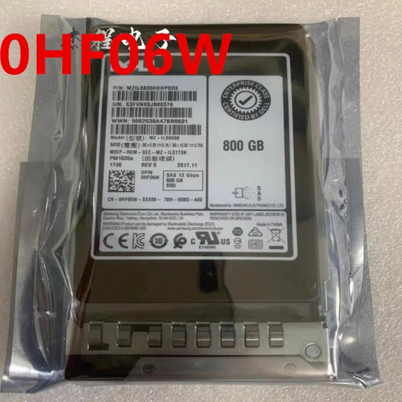 0HF06W HF06WDELL 800GB 2.5인치 SAS거새 오리지널 솔리드 스테이트 드라이브