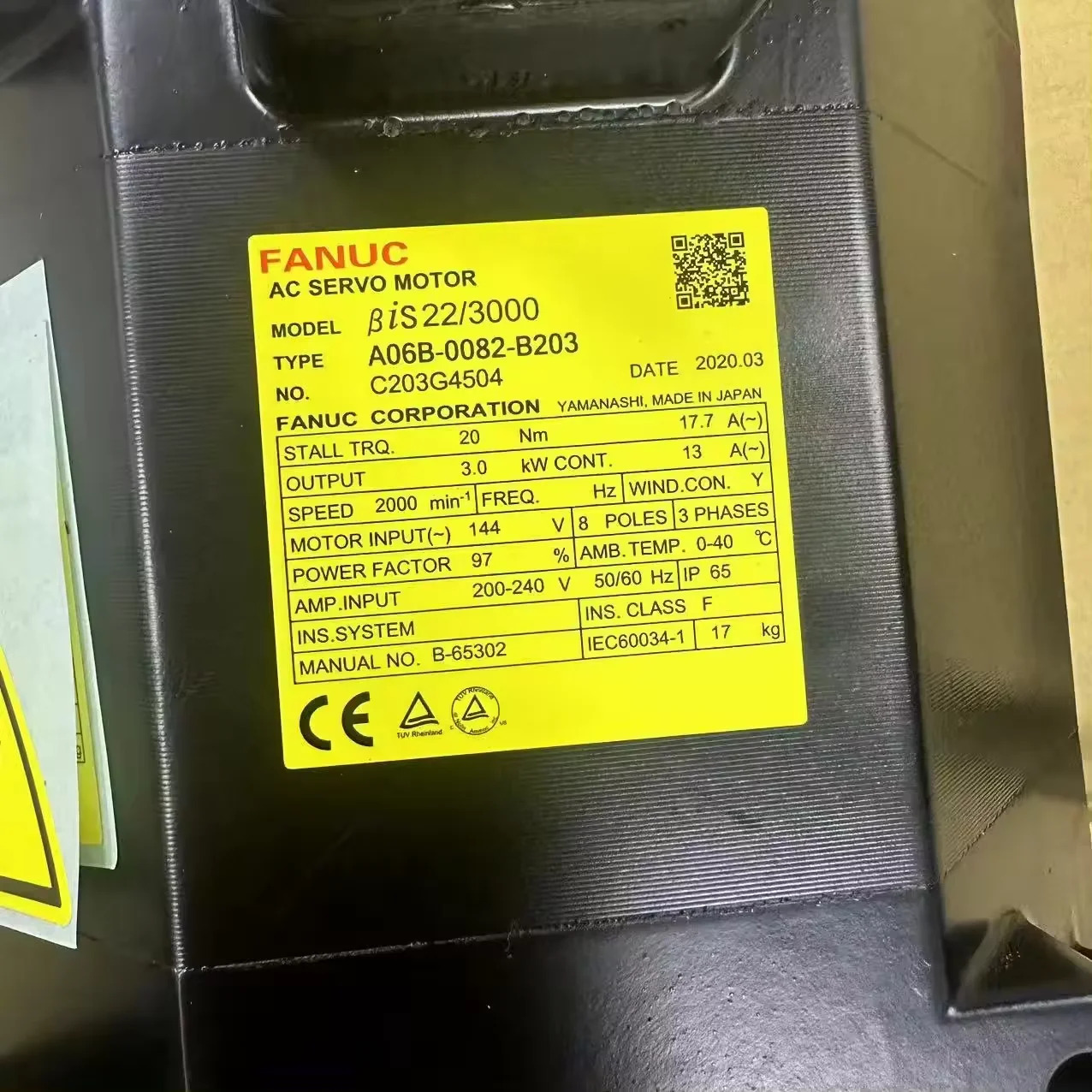 A06B-0082-B203 Fanuc 서보모터 Ok A06B 0082 B203 리퍼 완료
