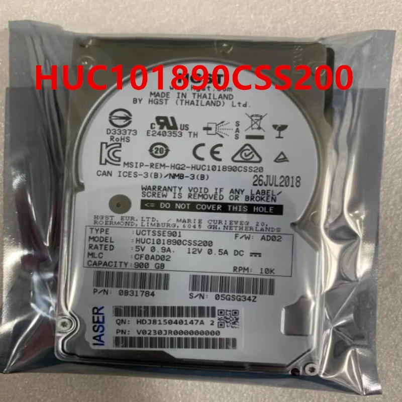 오리지널 하드 HGST 900GB SAS 2.5 인치 128MB HUC101890CSS200 600GB HUC1560CSS200