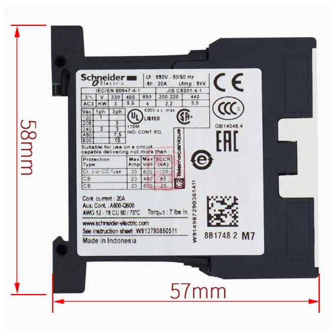 SCHNEIDER 접촉기 LC1K1210M7 코일 전압 220V