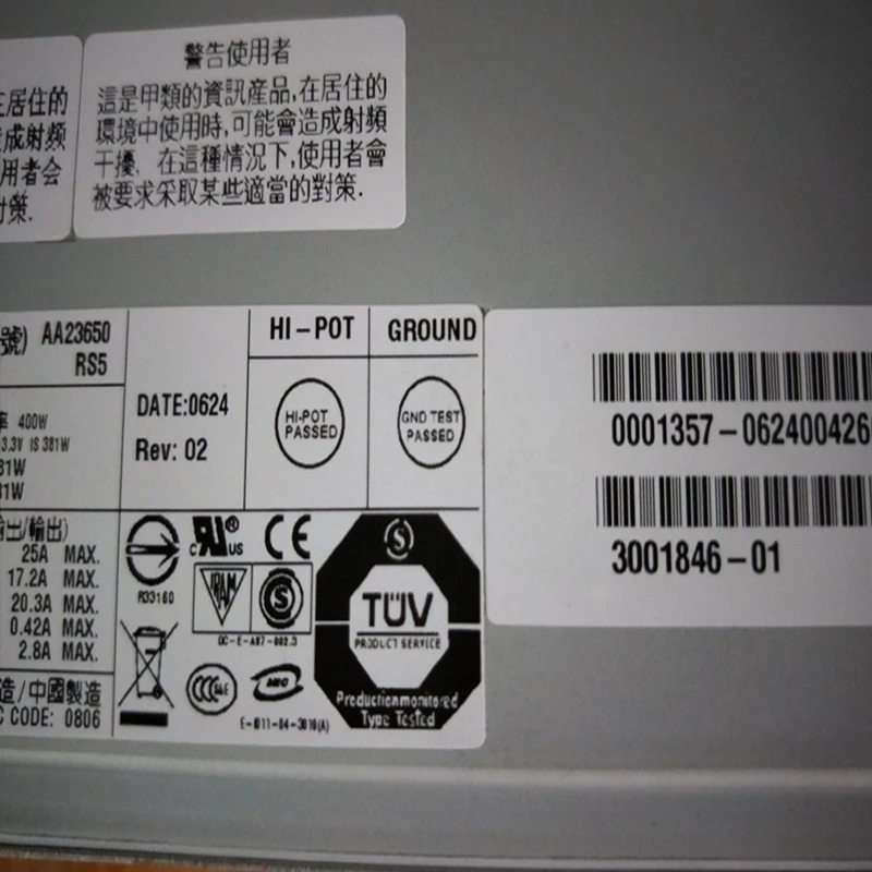 Sun N240 V240 400W 전원공급장치 AA23650 3001846-01 3001846-02 거새 원본 PSU