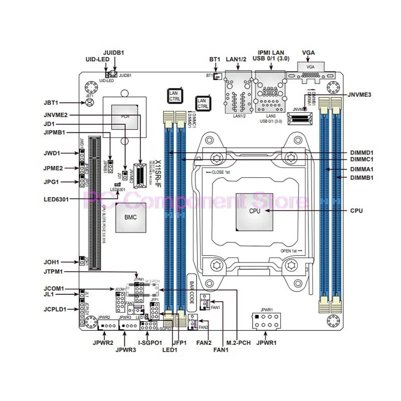 NAS 단방향 서버 마더보드 X11SRi-IF Supermicro MINI-ITX C422 LGA2066 신