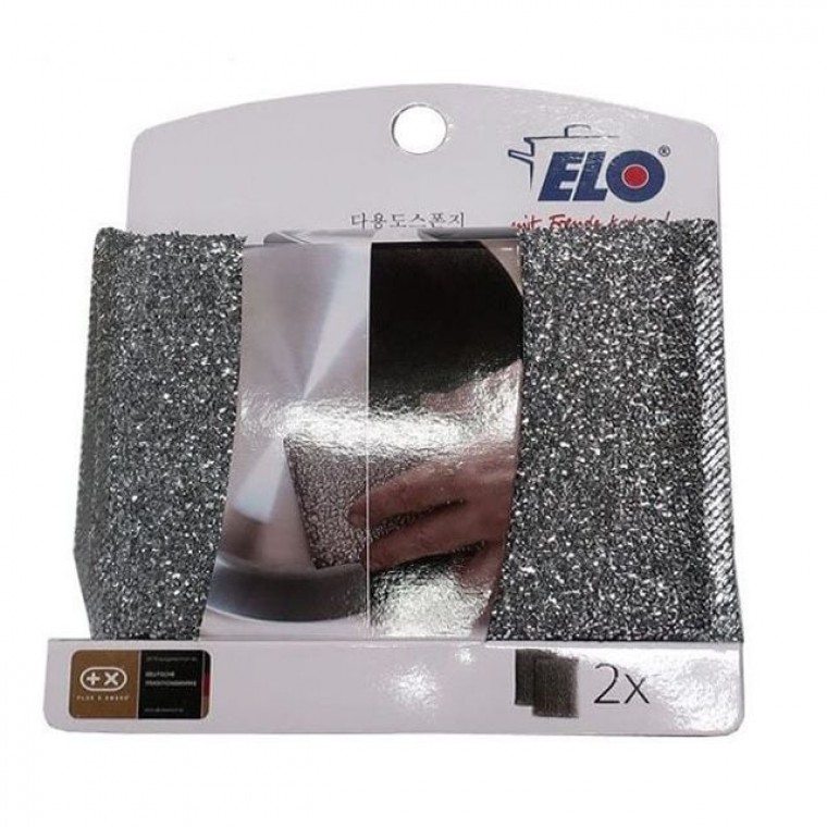 도모아 ELO 스크래치 방지 주방 식기 세척용 은색 스펀지 12.5cm 2P세트 욕실 타일 청소용 - 상품 이미지