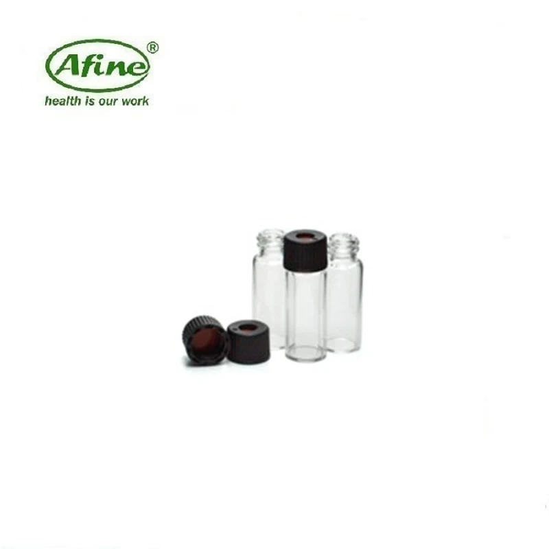 AFINE Agilent 8010-0426 투명 바이알 8 mm 스크류 탑 블랙 캡 PTFE/부틸 셉타 100/pk 2mL