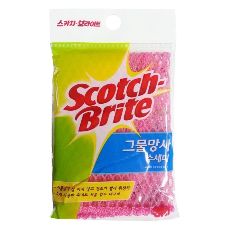 도모아 3M 스카치 브라이트 그물망사 수세미(핑크) - 상품 이미지