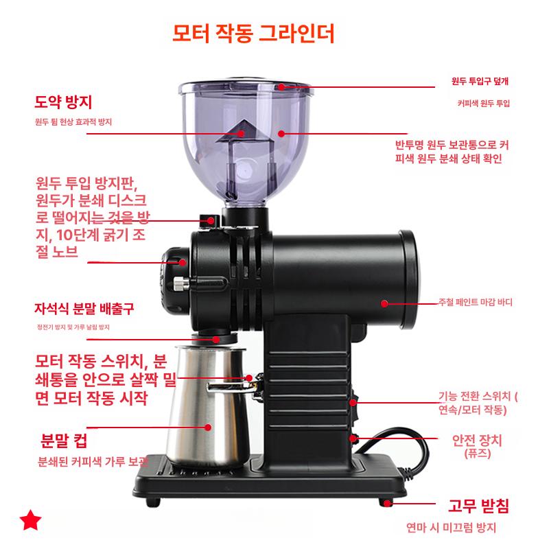 전동 커피그라인더 가정용 그라인드 핸드드립 홈카페 커피분쇄기 코니컬 원두그라인더 - 상세 이미지 3