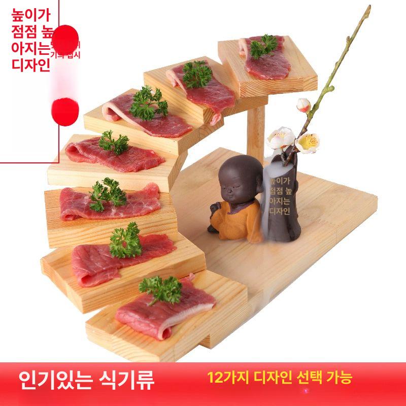 플레이팅 나무그릇 일식 플레이트 업소용 레스토랑 식기 회 횟집 반찬 나무접시 일본 - 상세 이미지 4