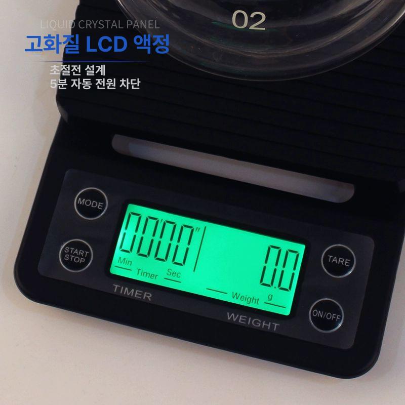 전자저울 커피저울 베이킹 바리스타 디지털 계량 홈카페용 디스플레이 타이머가 원두 - 상세 이미지 4