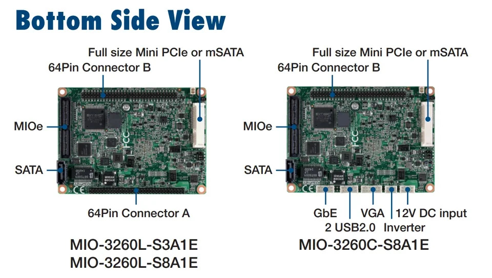 Advantech MIO-3260 intel호환 Atom E3825 Celeron N2930 X86 Industrial Pico-ITX SBC
