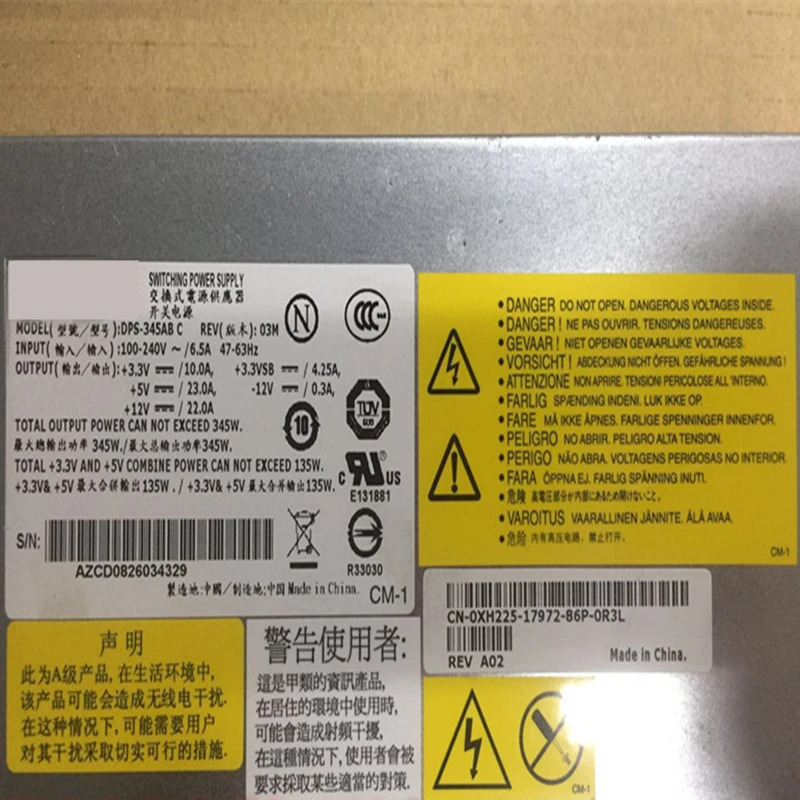 델 PE850 PE860 R200 345W 전원공급장치 DPS-345AB C PS-5341-1DS-ROHS XH225 RH744 PSU 신