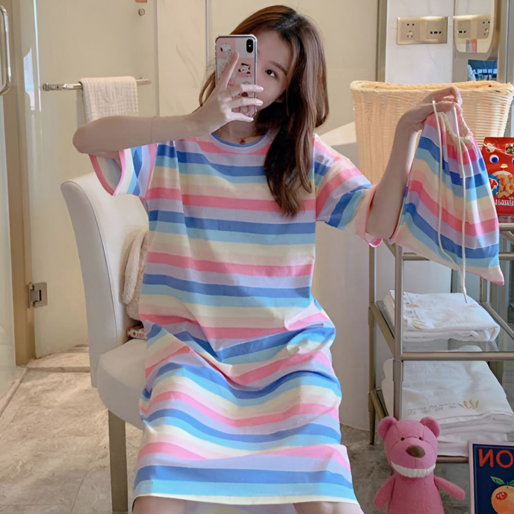 캐릭터여름잠옷 반팔원피스잠옷 원피스형 모녀 동물 18종 - 상품 이미지