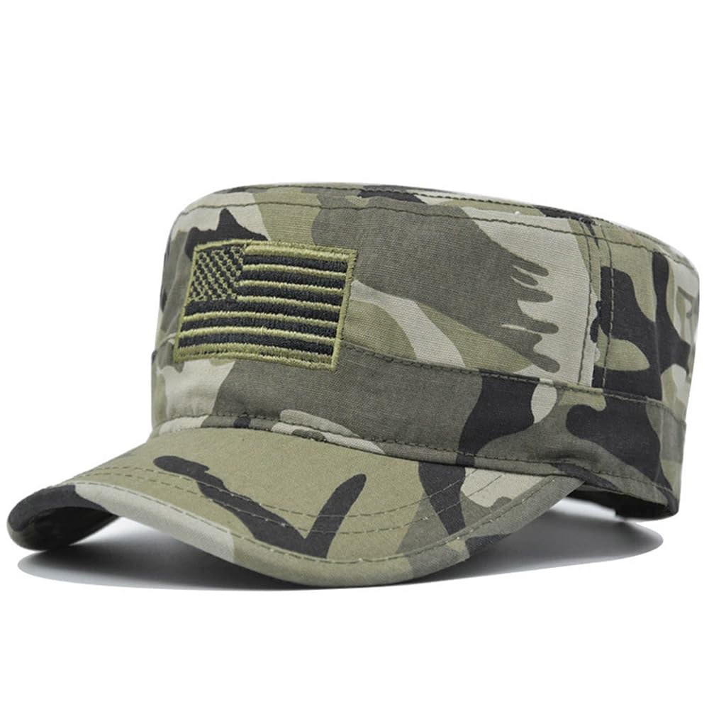 남성용 생도 아미 캡 여성용 군용 조절 가능한 남녀 공용 플랫 탑 모자 Army Green - 상품 이미지
