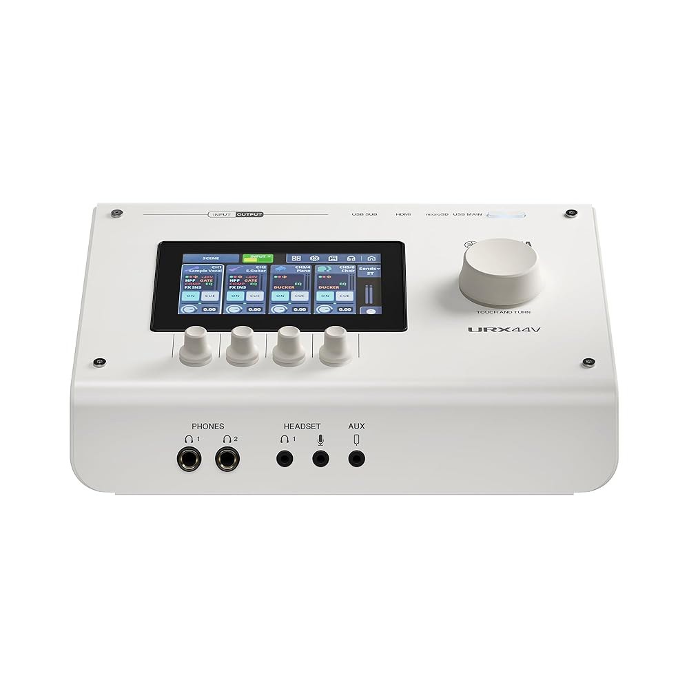 야마하 URX44V 6-in/4-out 듀얼 USB-C 오디오/비디오 인터페이스(터치스크린 포함), 큐베이스 알, 웨이브랩 캐스트, 베이직 FX 스위트, 스타인버그 플러스 소프트웨 - 상품 이미지