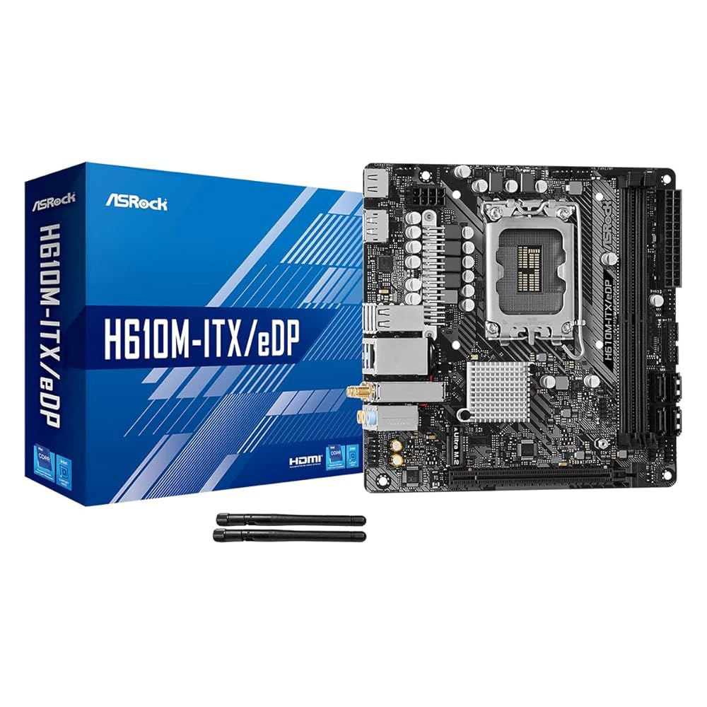 ASRock H610M-ITX/eDP Mini-ITX 마더보드, 인텔 14세대/13세대/12세대 코어 Wi-Fi 기가비트 Dr.MOS 5, PCIe 지원 DDR4, 4.0, LAN - 상품 이미지