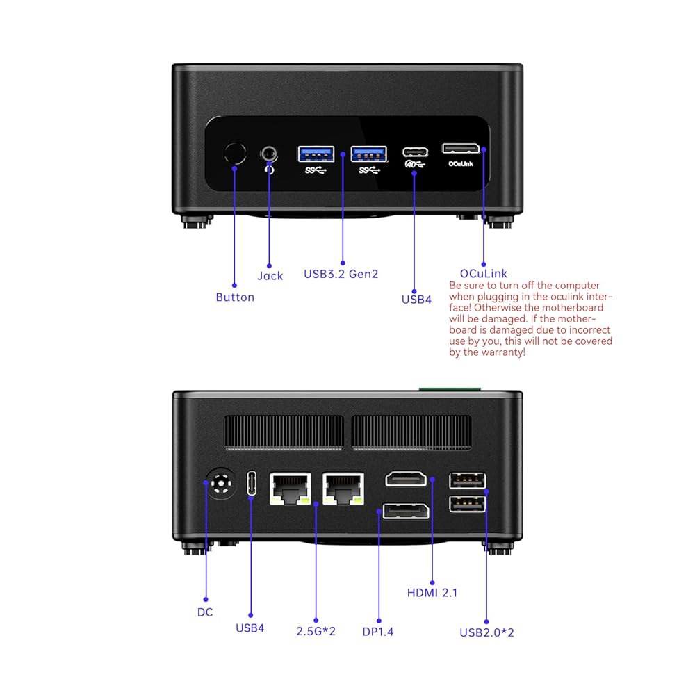 AOOSTAR GEM12 + AMD R7 PRO xDP 1.4 LAN 8845HS 슬롯 2.5G 2개, PC, Openclaw 미니 OCULINK/USB4/HD2.1/1 M.2 - 상세 이미지 3