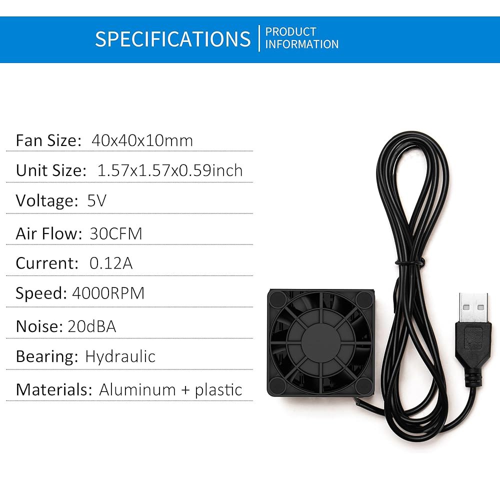PANO-MOUNTS 40mm 미니 USB 라디에이터 책상 포함 팬, 알루미늄 및 패드 HDD 열 4010 효율적인 프린터용 카드 그래픽 조용하고 3D 5mm 라우터 방열판 - 상세 이미지 3