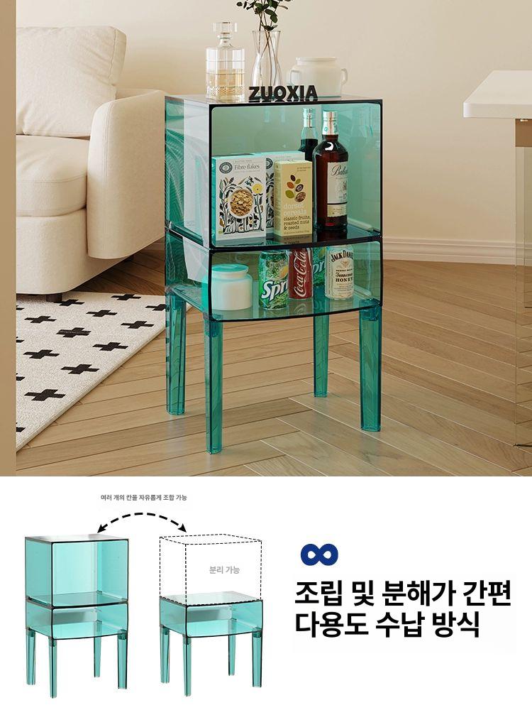 인테리어 협탁 투명 거실 사이드테이블 모던 아크릴테이블 디자인 심플 미니테이블 - 상세 이미지 2